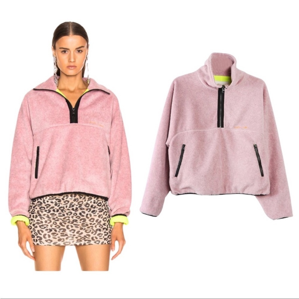 Sandy Liang Bean Pullover Fleece in Polar Pink - Size S